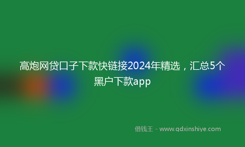 高炮网贷口子下款快链接2024年精选，汇总5个黑户下款app
