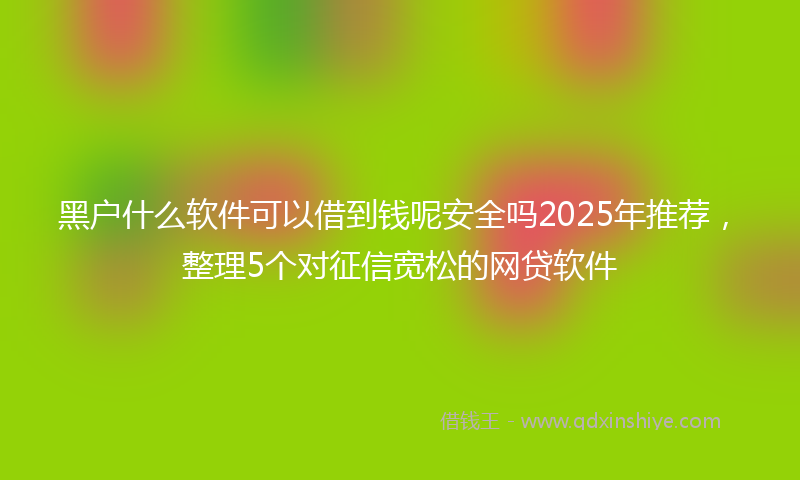 黑户什么软件可以借到钱呢安全吗2025年推荐，整理5个对征信宽松的网贷软件