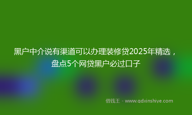 黑户中介说有渠道可以办理装修贷2025年精选，盘点5个网贷黑户必过口子