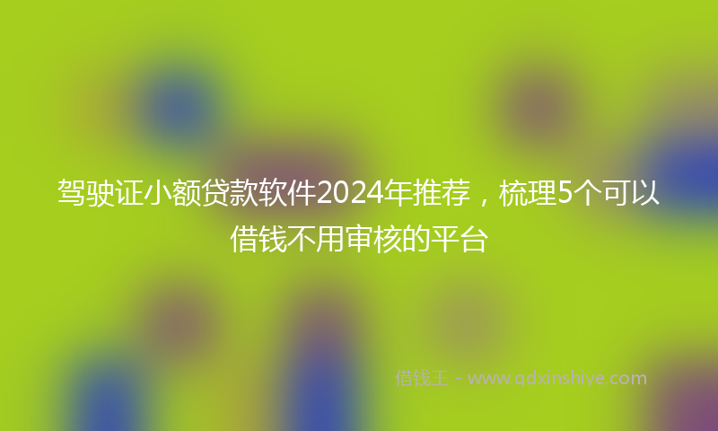 驾驶证小额贷款软件2024年推荐，梳理5个可以借钱不用审核的平台