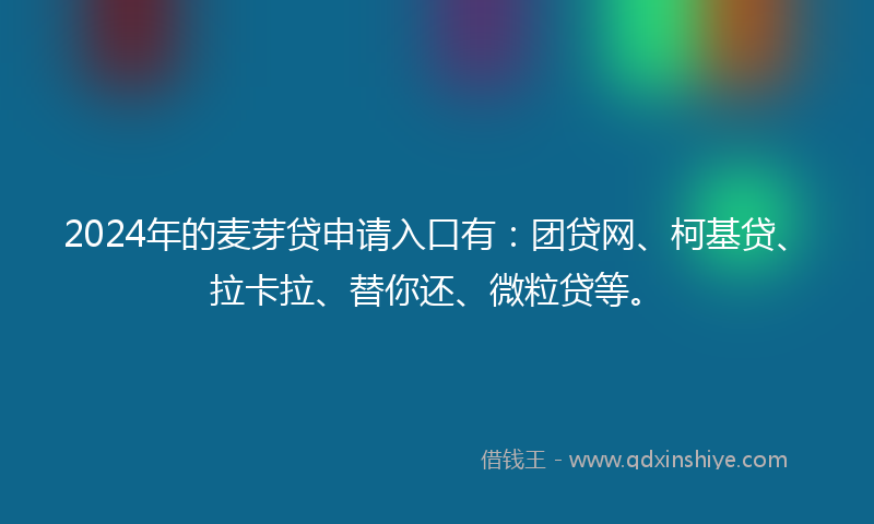 2024年的麦芽贷申请入口有：团贷网、柯基贷、拉卡拉、替你还、微粒贷等。
