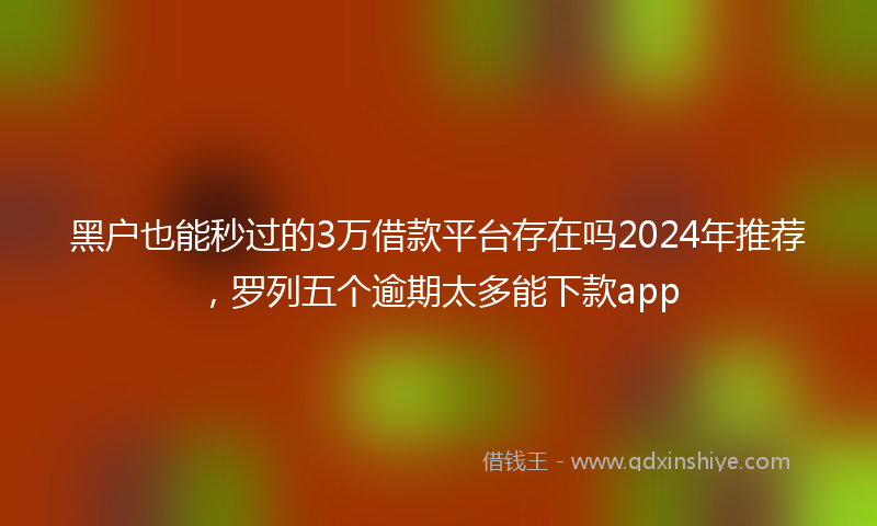 黑户也能秒过的3万借款平台存在吗2024年推荐，罗列五个逾期太多能下款app