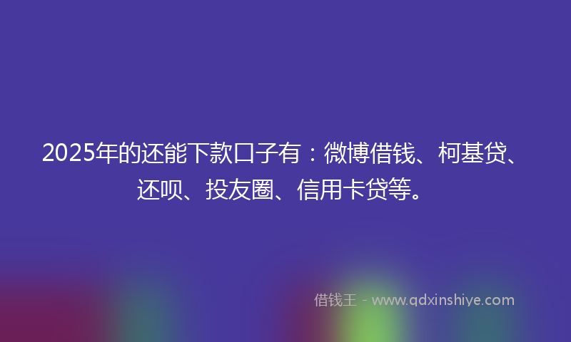 2025年的还能下款口子有：微博借钱、柯基贷、还呗、投友圈、信用卡贷等。