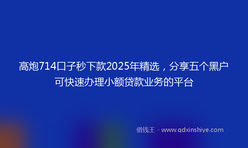 高炮714口子秒下款2025年精选，分享五个黑户可快速办理小额贷款业务的平台