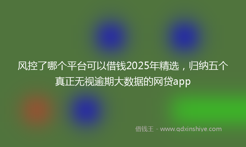 风控了哪个平台可以借钱2025年精选，归纳五个真正无视逾期大数据的网贷app