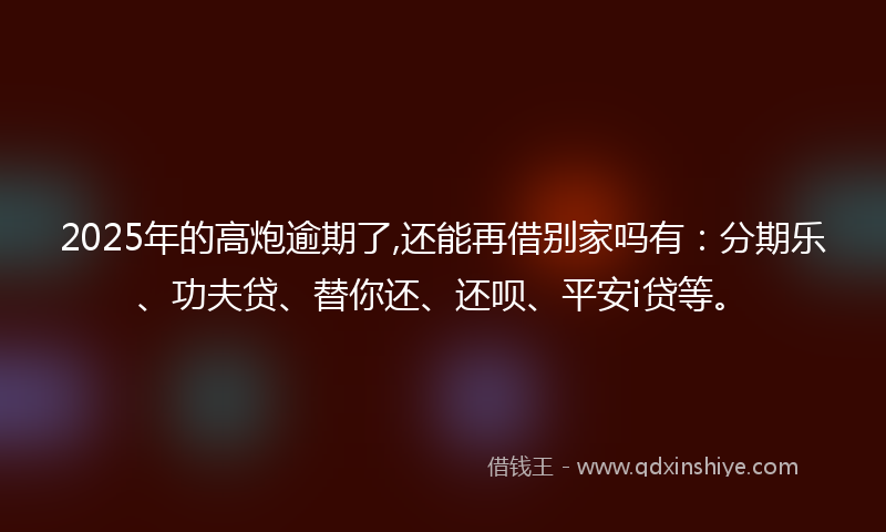 2025年的高炮逾期了,还能再借别家吗有：分期乐、功夫贷、替你还、还呗、平安i贷等。