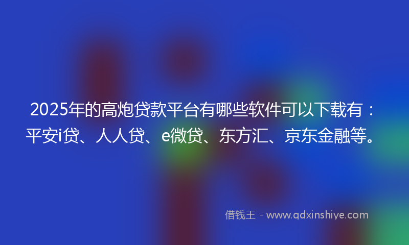 2025年的高炮贷款平台有哪些软件可以下载有：平安i贷、人人贷、e微贷、东方汇、京东金融等。