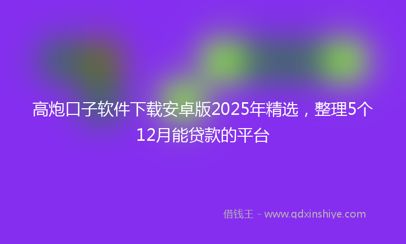 高炮口子软件下载安卓版2025年精选，整理5个12月能贷款的平台
