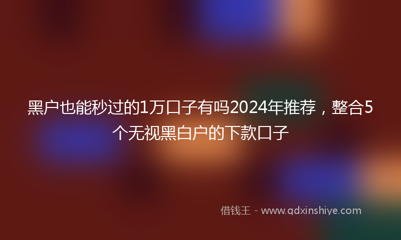 黑户也能秒过的1万口子有吗2024年推荐，整合5个无视黑白户的下款口子