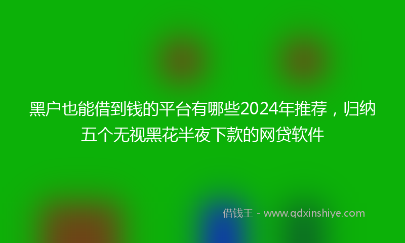 黑户也能借到钱的平台有哪些2024年推荐，归纳五个无视黑花半夜下款的网贷软件