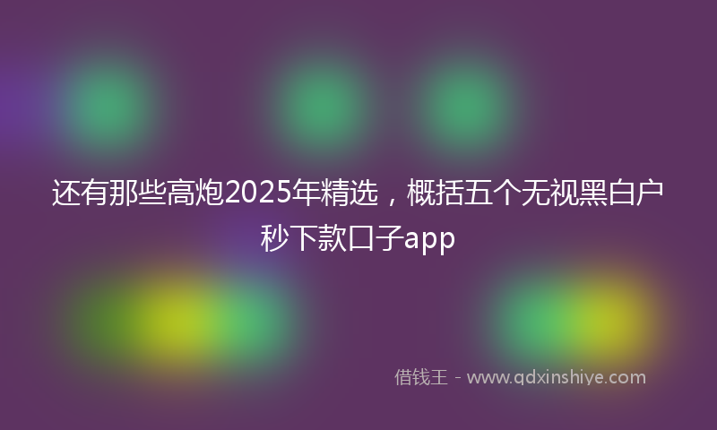 还有那些高炮2025年精选，概括五个无视黑白户秒下款口子app