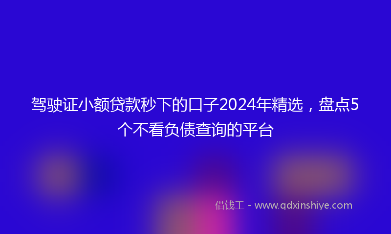 驾驶证小额贷款秒下的口子2024年精选，盘点5个不看负债查询的平台