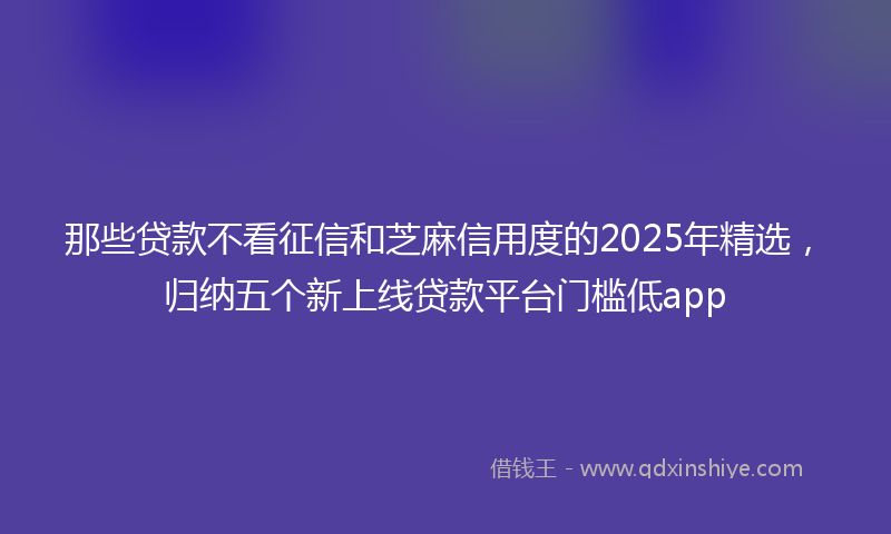 那些贷款不看征信和芝麻信用度的2025年精选，归纳五个新上线贷款平台门槛低app