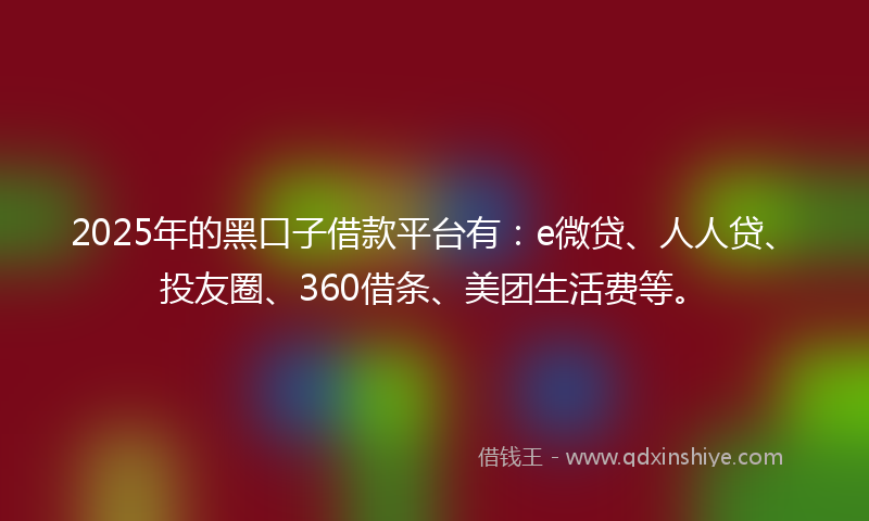 2025年的黑口子借款平台有：e微贷、人人贷、投友圈、360借条、美团生活费等。