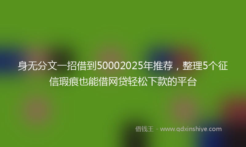 身无分文一招借到50002025年推荐，整理5个征信瑕疵也能借网贷轻松下款的平台