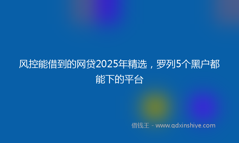 风控能借到的网贷2025年精选，罗列5个黑户都能下的平台