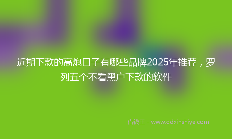 近期下款的高炮口子有哪些品牌2025年推荐，罗列五个不看黑户下款的软件