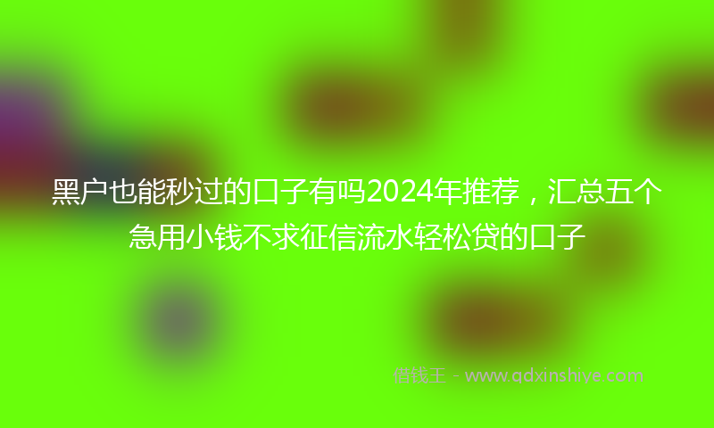 黑户也能秒过的口子有吗2024年推荐，汇总五个急用小钱不求征信流水轻松贷的口子