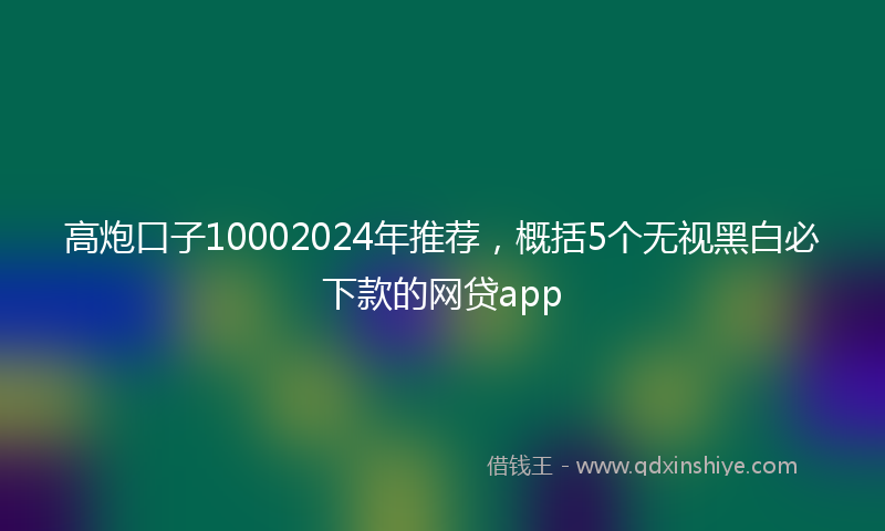 高炮口子10002024年推荐，概括5个无视黑白必下款的网贷app
