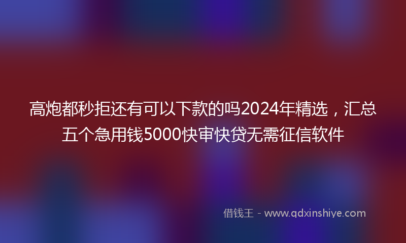 高炮都秒拒还有可以下款的吗2024年精选，汇总五个急用钱5000快审快贷无需征信软件