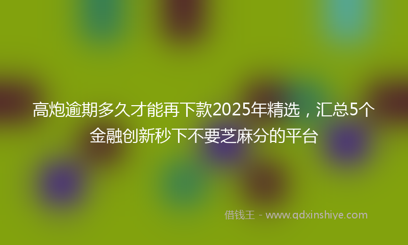 高炮逾期多久才能再下款2025年精选，汇总5个金融创新秒下不要芝麻分的平台
