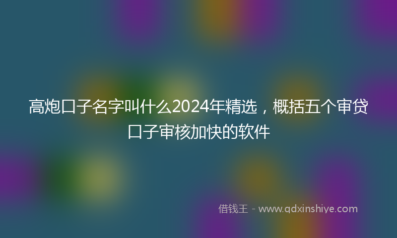 高炮口子名字叫什么2024年精选，概括五个审贷口子审核加快的软件
