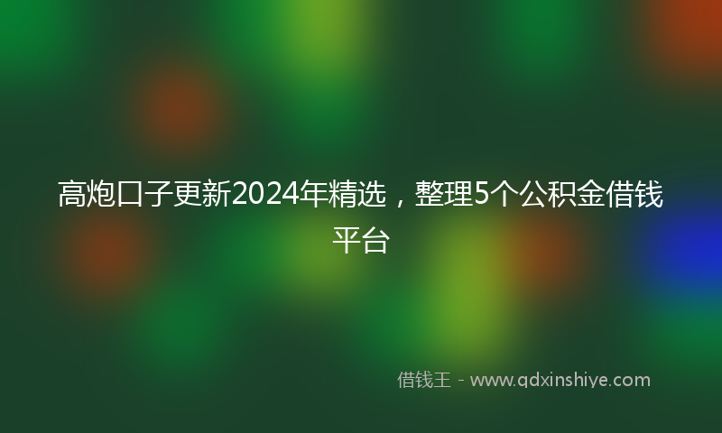 高炮口子更新2024年精选，整理5个公积金借钱平台