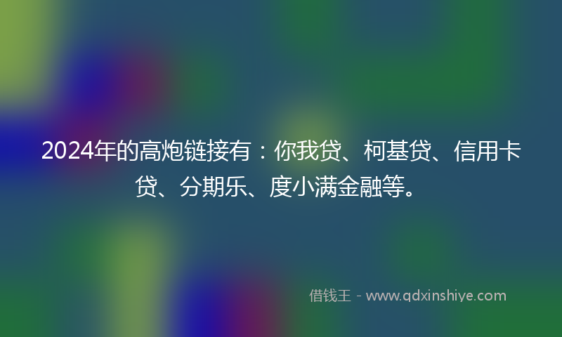 2024年的高炮链接有：你我贷、柯基贷、信用卡贷、分期乐、度小满金融等。