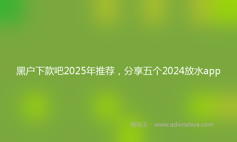 黑户下款吧2025年推荐，分享五个2024放水app