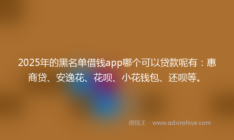 2025年的黑名单借钱app哪个可以贷款呢有：惠商贷、安逸花、花呗、小花钱包、还呗等。