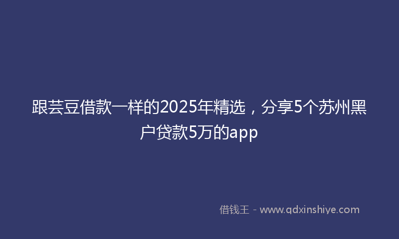 跟芸豆借款一样的2025年精选，分享5个苏州黑户贷款5万的app
