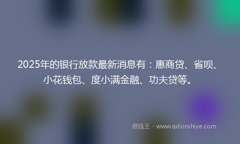 2025年的银行放款最新消息有：惠商贷、省呗、小花钱包、度小满金融、功夫贷等。