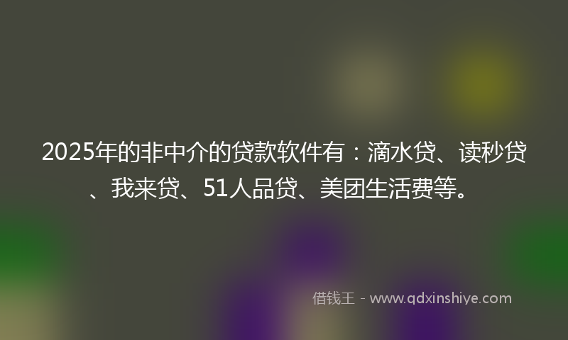 2025年的非中介的贷款软件有：滴水贷、读秒贷、我来贷、51人品贷、美团生活费等。