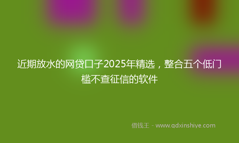 近期放水的网贷口子2025年精选，整合五个低门槛不查征信的软件