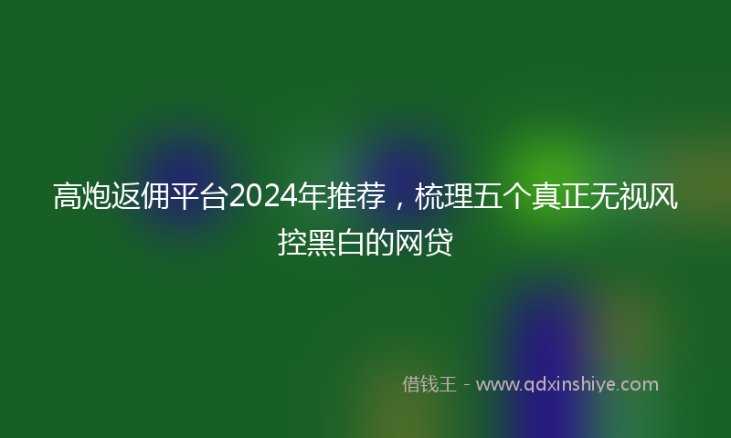 高炮返佣平台2024年推荐，梳理五个真正无视风控黑白的网贷