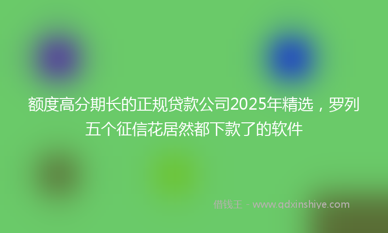 额度高分期长的正规贷款公司2025年精选，罗列五个征信花居然都下款了的软件