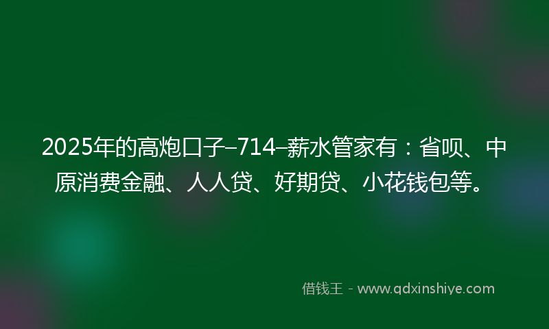2025年的高炮口子–714–薪水管家有：省呗、中原消费金融、人人贷、好期贷、小花钱包等。