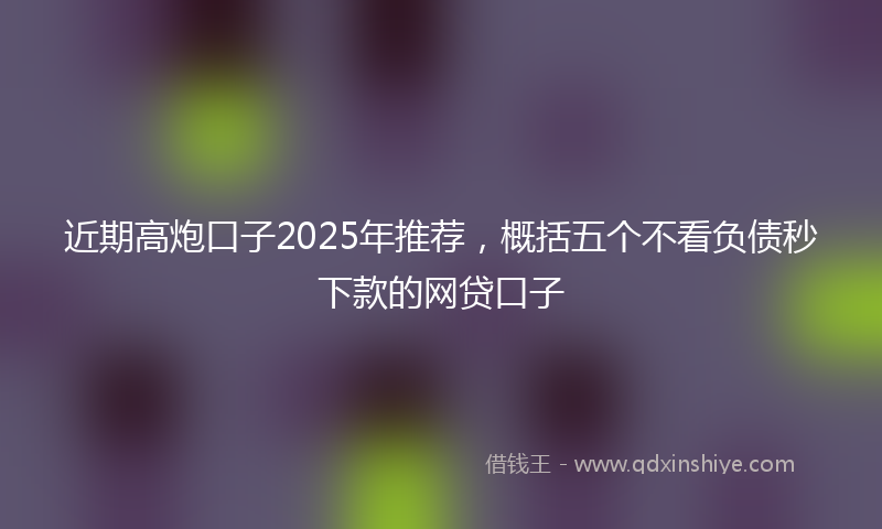 近期高炮口子2025年推荐，概括五个不看负债秒下款的网贷口子