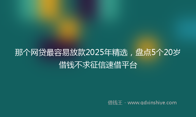 那个网贷最容易放款2025年精选，盘点5个20岁借钱不求征信速借平台