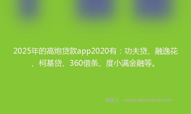 2025年的高炮贷款app2020有：功夫贷、融逸花、柯基贷、360借条、度小满金融等。