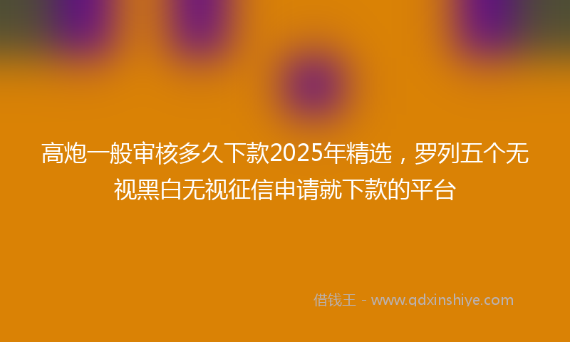 高炮一般审核多久下款2025年精选，罗列五个无视黑白无视征信申请就下款的平台