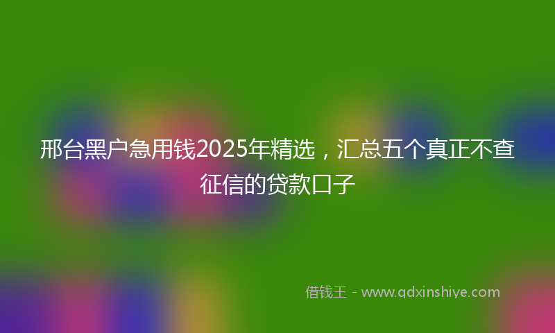 邢台黑户急用钱2025年精选，汇总五个真正不查征信的贷款口子