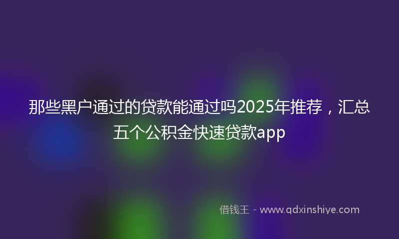 那些黑户通过的贷款能通过吗2025年推荐，汇总五个公积金快速贷款app