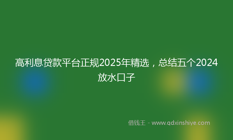 高利息贷款平台正规2025年精选，总结五个2024放水口子