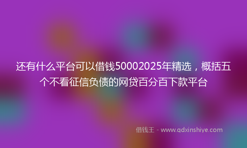还有什么平台可以借钱50002025年精选，概括五个不看征信负债的网贷百分百下款平台