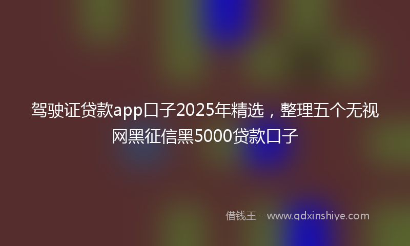 驾驶证贷款app口子2025年精选，整理五个无视网黑征信黑5000贷款口子