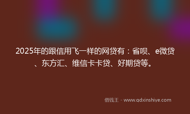 2025年的跟信用飞一样的网贷有：省呗、e微贷、东方汇、维信卡卡贷、好期贷等。