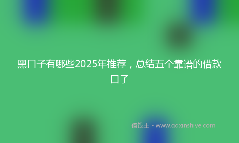 黑口子有哪些2025年推荐，总结五个靠谱的借款口子