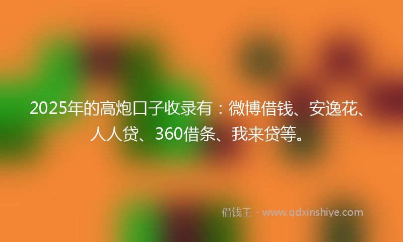 2025年的高炮口子收录有：微博借钱、安逸花、人人贷、360借条、我来贷等。