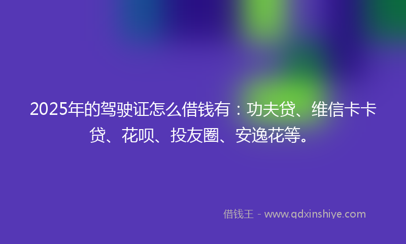 2025年的驾驶证怎么借钱有：功夫贷、维信卡卡贷、花呗、投友圈、安逸花等。